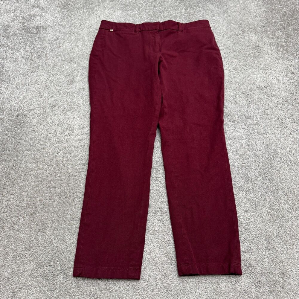 White House Black Market The Skinny Ankle Pants Women 10 Burgundy Red Flat Front